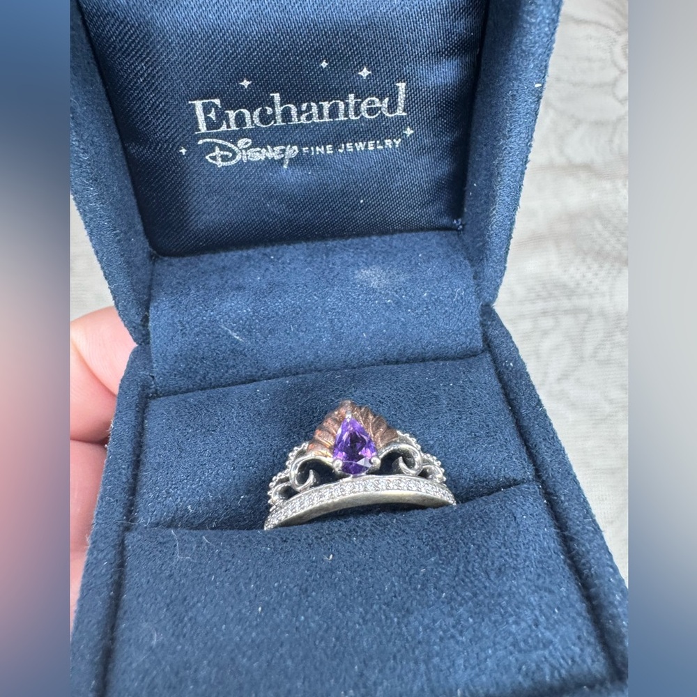 Zales Disney Enchanted Ariel 10k Rose Gold Silver Amethyst Ring
